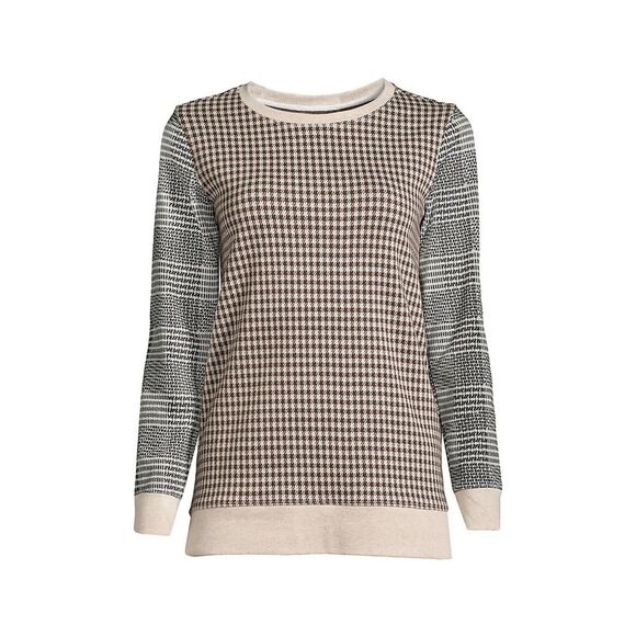 Land’s End Long Sleeve Academia Knit Preppy Jacquard Sweatshirt Top Size XL NWOT - Picture 1 of 9